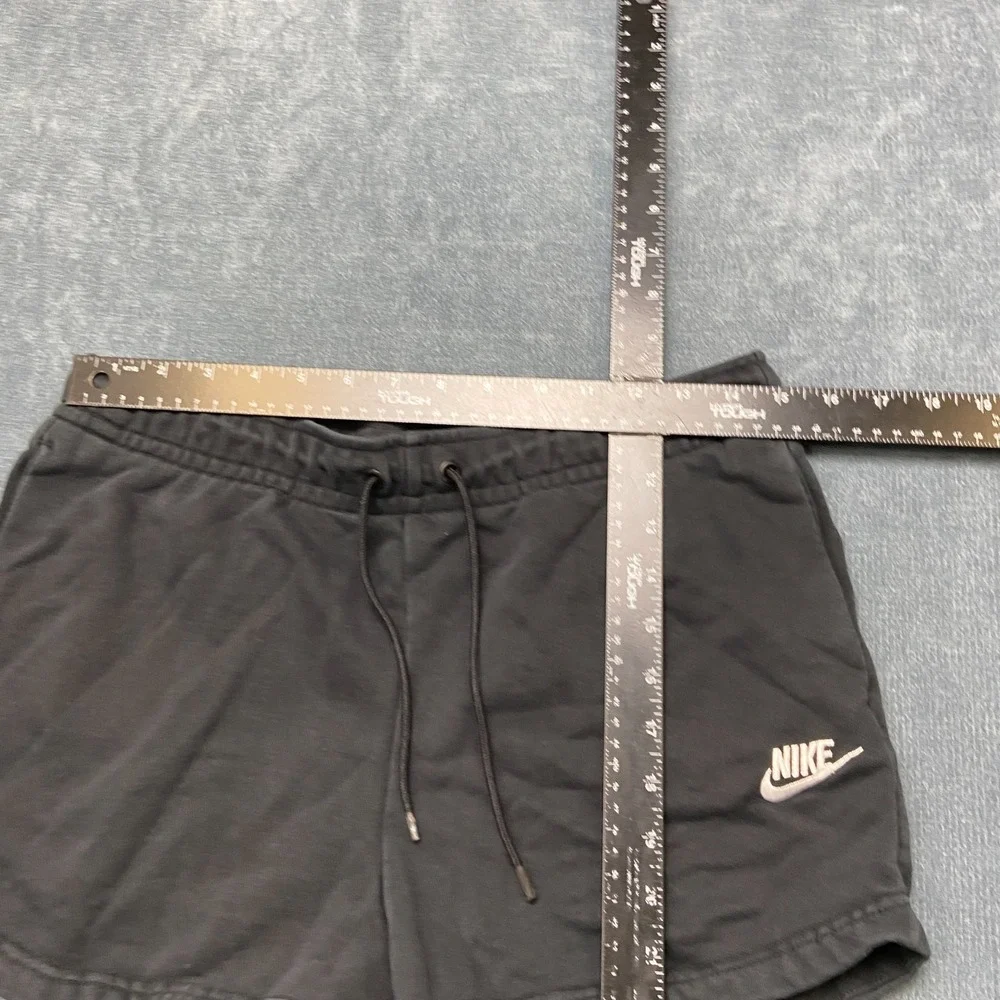 Nike Sweat Shorts Womens Medium Black Drawstring Waist Logo Running Sportswear